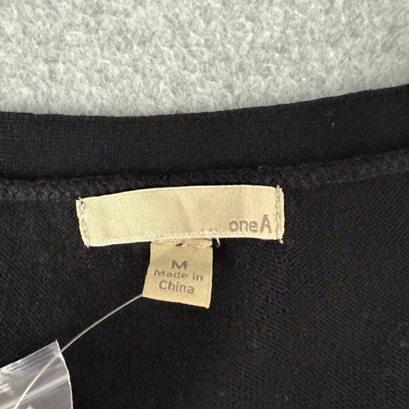 OneA Womens Black Button-Up Cardigan Sweater Button Sleeve Boxy Size Medium NWT - Picture 9 of 15